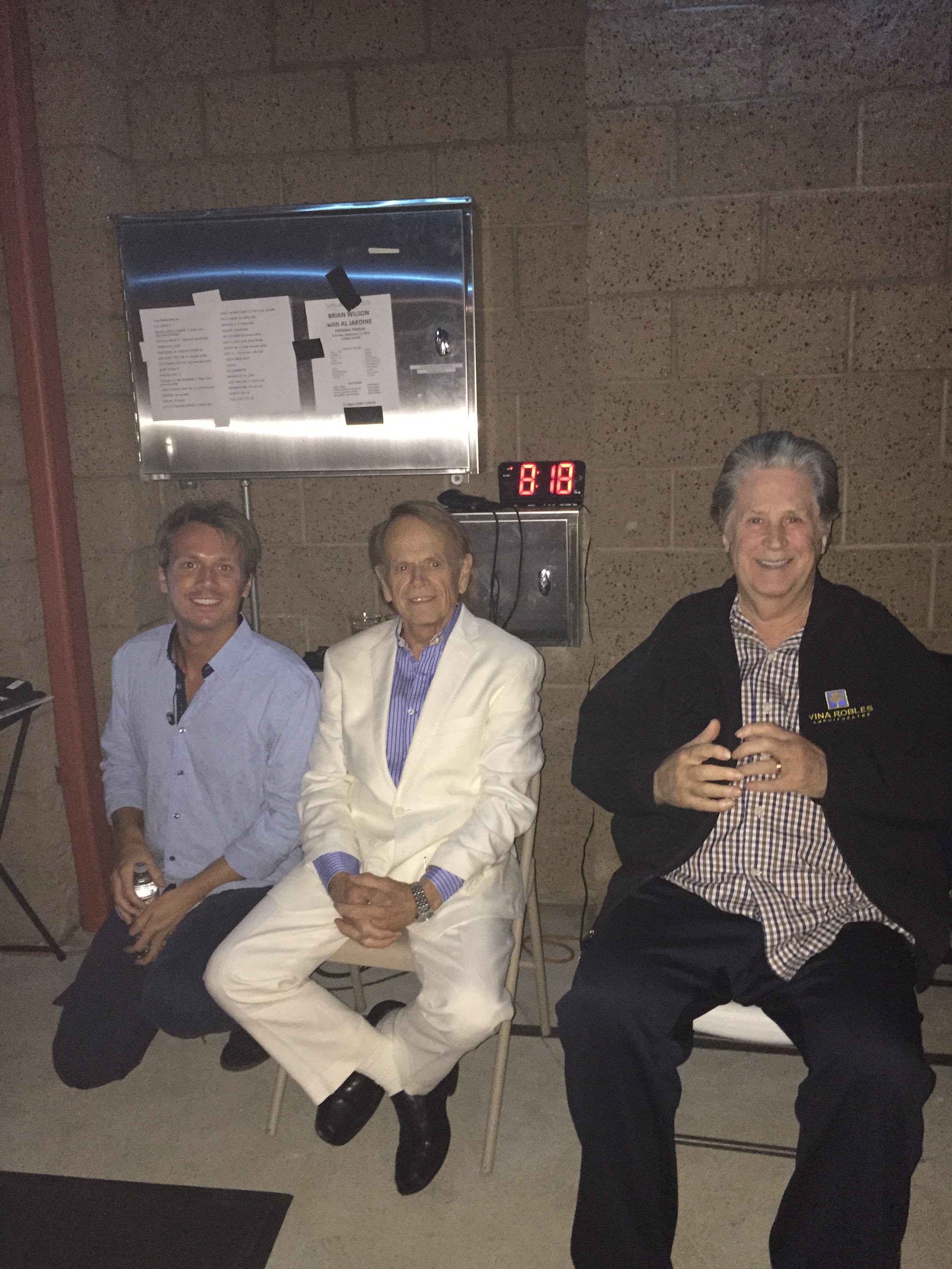 Brian Eichenberger backstage with Al Jardine and Brian Wilson